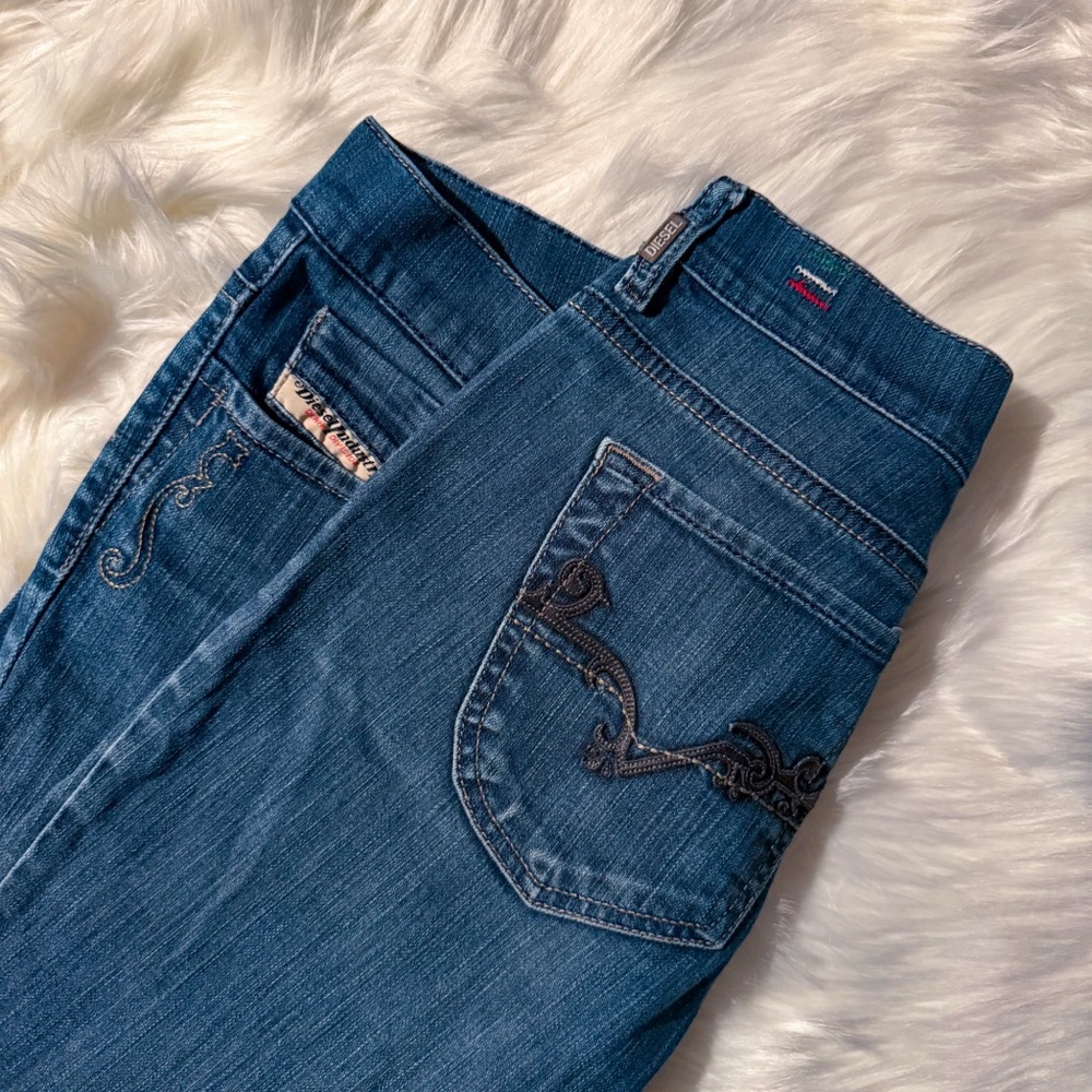 HP🌹 Diesel “Liv” Slim Straight Embroidered Pocket Jeans Made In Italy